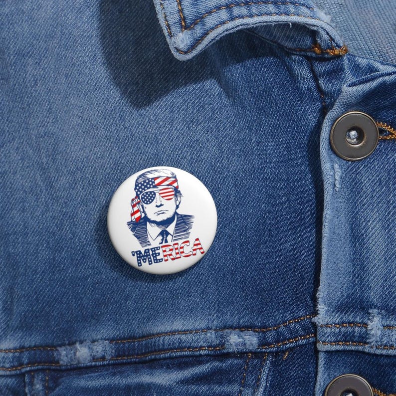 TRUMP Merica USA Flag President Donald J Trump United States of America Custom Pin Buttons 1.25"