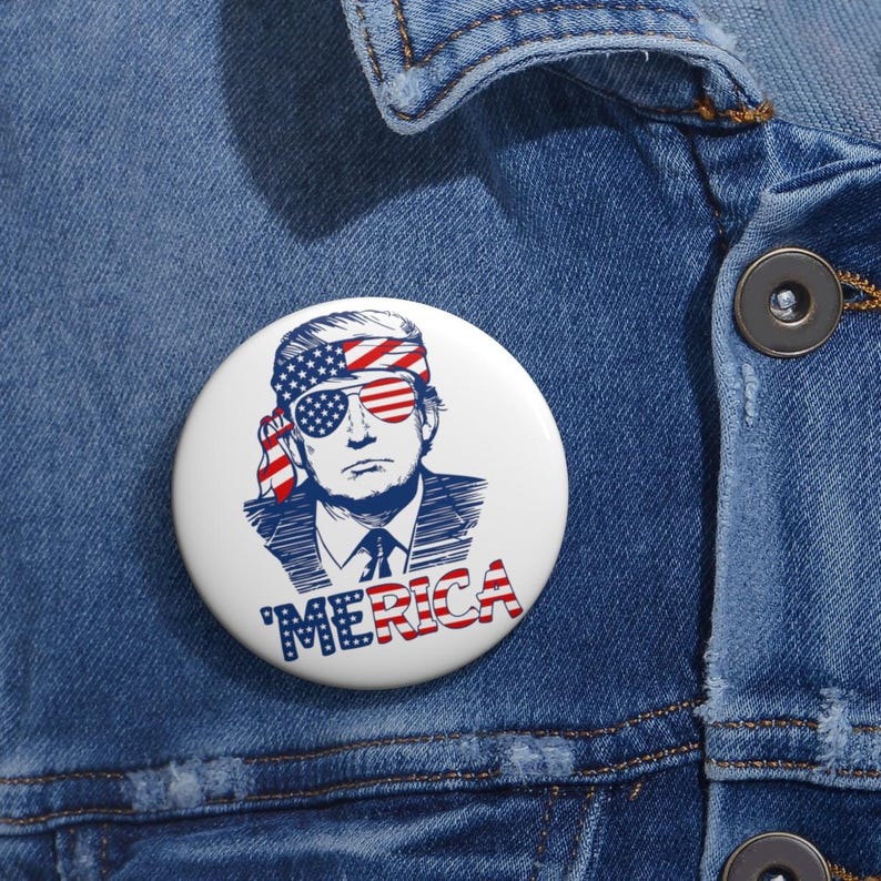TRUMP Merica USA Flag President Donald J Trump United States of America Custom Pin Buttons image 4