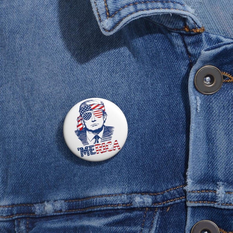 TRUMP Merica USA Flag President Donald J Trump United States of America Custom Pin Buttons image 3