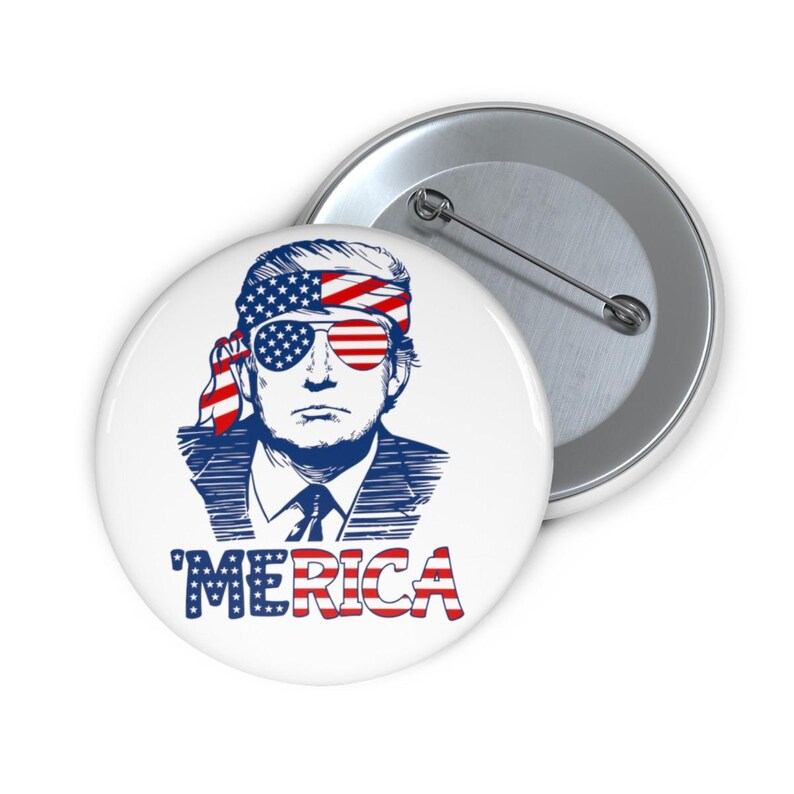 TRUMP Merica USA Flag President Donald J Trump United States of America Custom Pin Buttons image 6