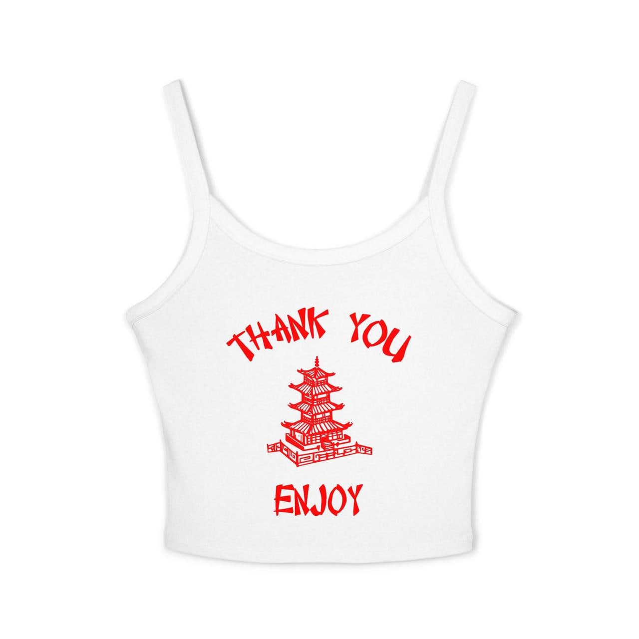 Chinese Food Container Pagoda Thank You Enjoy Spaghetti Tank Top