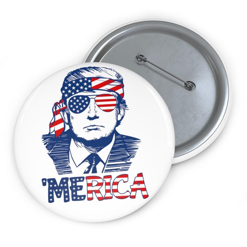 TRUMP Merica USA Flag President Donald J Trump United States of America Custom Pin Buttons image 1