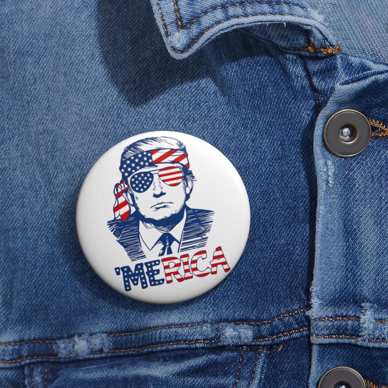 TRUMP Merica USA Flag President Donald J Trump United States of America Custom Pin Buttons 2.25"
