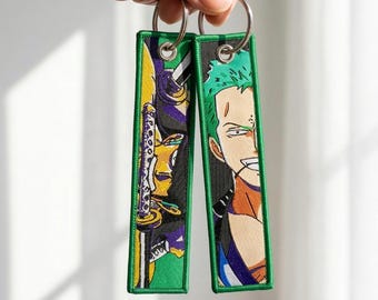 Zoro Embroidered Anime Keychain – Swordsman Jet Tag Accessory