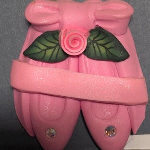 Pink  Polymer Clay Ballet Slippers Pin