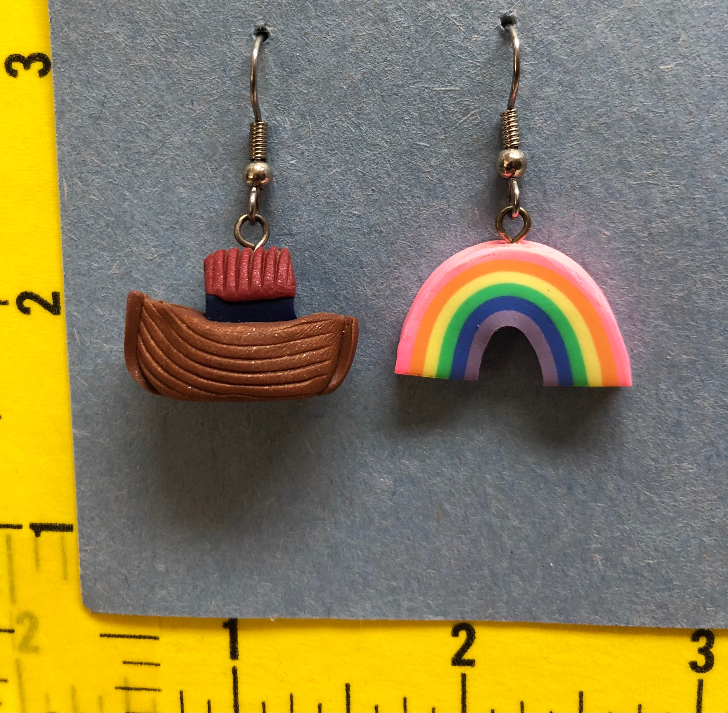 Rainbow Marble Polymer Earrings