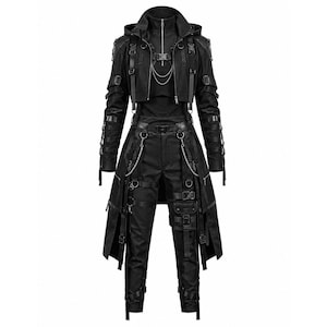 Herrkläder i gotiskt techwear-material: Cyberpunk-sele, futuristiskt streetwear-set
