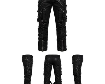 Pantaloni gotici neri a gamba larga per uomo e donna / Pantaloni punk alternativi a vita alta / Pantaloni larghi streetwear dark / Abbigliamento estetico grunge