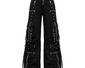 Men's Gothic Strap Cargo Pants – Black Techwear Punk Streetwear Trousers