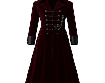 Casaco gótico feito à mão para fantasia de Halloween | Jaqueta vitoriana steampunk exclusiva | Sobretudo longo masculino