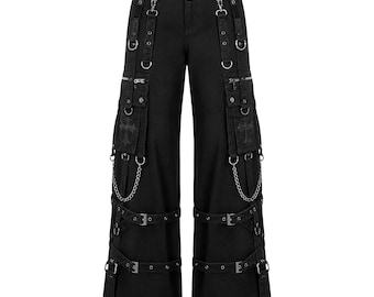 Black Gothic Cargo Pants: Techwear, Streetwear, Alternative Fashion Trousers
