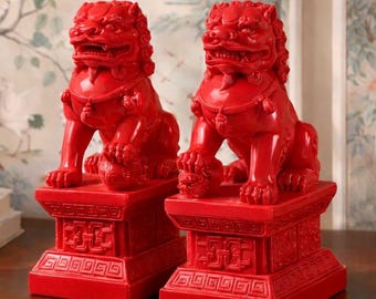Large red Foo Dogs