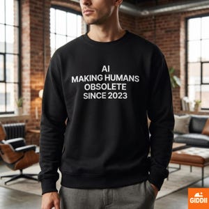 Bluza z okrągłym dekoltem AI Statement | Bluza Future of Work | Minimalistyczna odzież technologiczna