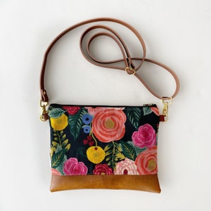 Small crossbody bag in rifle paper bright floral