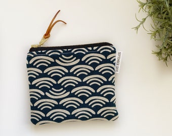 Ready to ship! Small square pouch in navy arches
