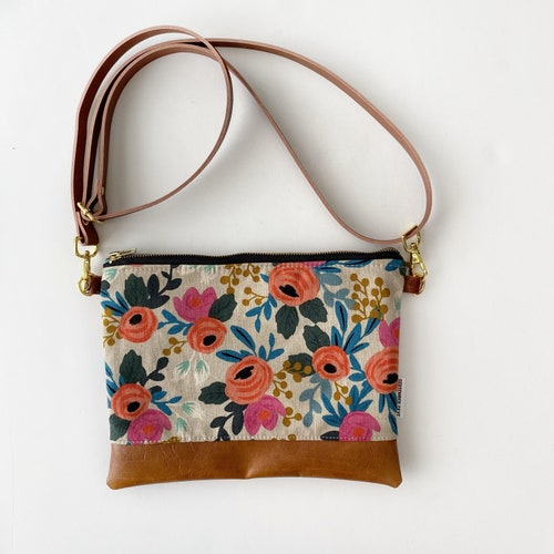 Small Crossbody Bag in Rifle Paper Black Floral - Etsy