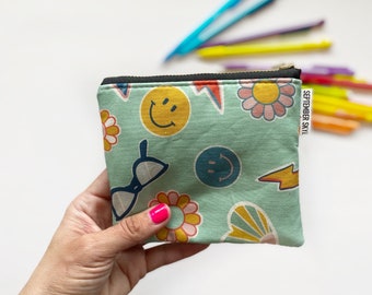 CLEARANCE - Patches in mint square mini pouch