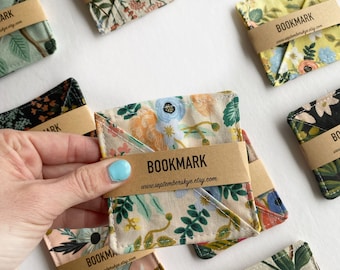 Bookmark corners in fabric - rifle paper fabrics - book lover gift - teacher gift