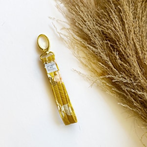 Gold key Fob in mustard sweet floral - wristlet lanyard - new car gift - keychain for women - teen gift