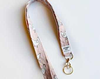 Lanyard / ID Badge / pink chickens
