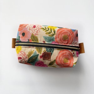 Boxy makeup bag in rifle paper Juliet rose cream vanity bag gifts for her image 2