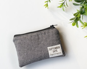 Black Essex linen mini coin purse