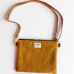 Small Crossbody Bag in Mustard Yellow Corduroy - Travel Bag