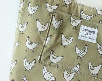 Bible bag in sage green chickens - Handmade Book Cover, Devotional Gift, Mother’s Day gift