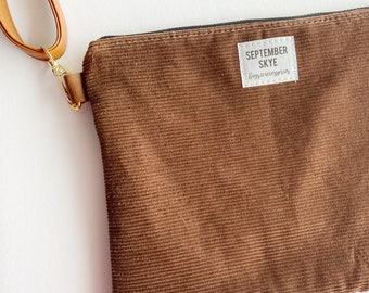 Small crossbody bag in chocolate brown corduroy - travel bag - small purse