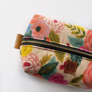 Boxy makeup bag in rifle paper Juliet rose cream vanity bag gifts for her image 1