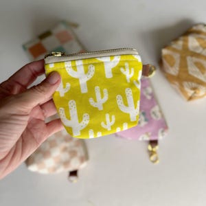 Itty bitty pouch with keychain neon green cactus