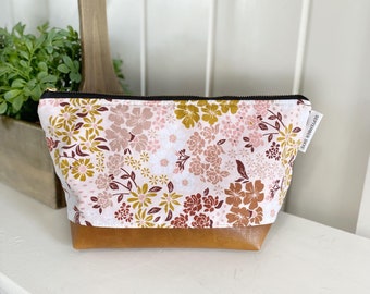 Pastel floral makeup bag