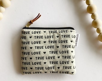 Valentines true love square mini pouch - gift basket filler - small gift - gifts for her - mini makeup bag