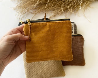 Mustard yellow corduroy square mini pouch