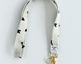 Lanyard / ID Badge / black and white hearts