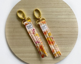 Gold key Fob in retro sunshine - wristlet lanyard - new car gift - keychain for women - teen gift