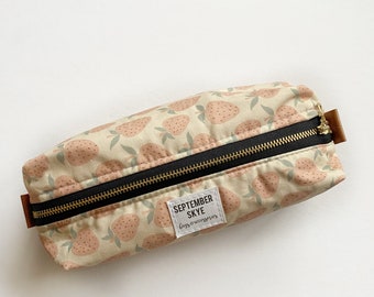 Strawberry blush boxy brush pencil bag - makeup bag - storage bag