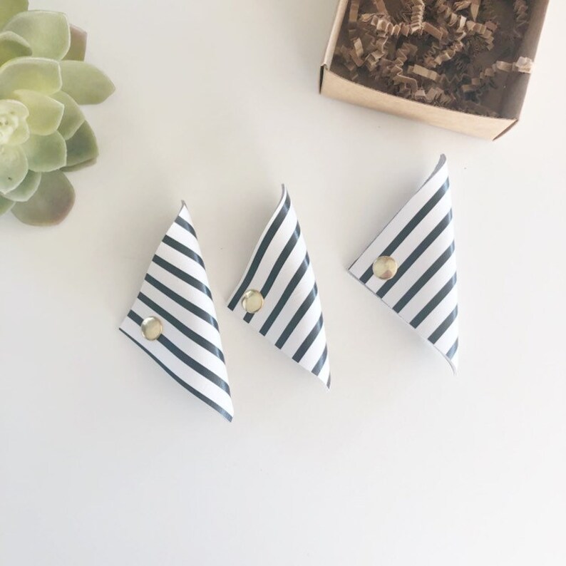 set of 3 Black and white striped leather cord keepers stocking stuffer