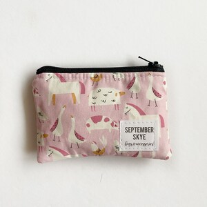 Mini porte-monnaie rose animaux de la ferme, porte-cartes cadeau, bas de Noël, cadeau petite fille, organisation de sac à main, cadeaux pour elle