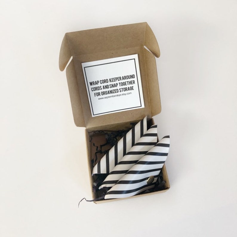 set of 3 Black and white striped leather cord keepers stocking stuffer