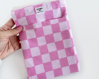 E-Reader case in retro tonal punk checker / kindle case / mini iPad case / book cover / gifts for her