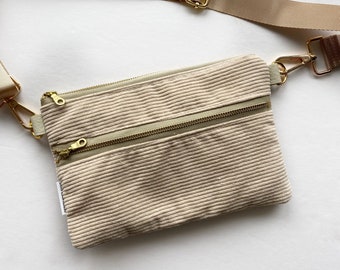 Cream corduroy sling bag - fanny pack - crossbody bag - Mother’s Day gift - gifts for her