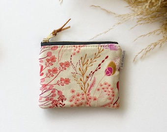 Meadow pink square mini pouch - mini makeup bag