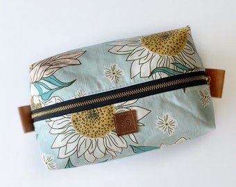 Indy bloom boho sunflower floral boxy makeup bag - vanity bag - Christmas gift - gifts for her