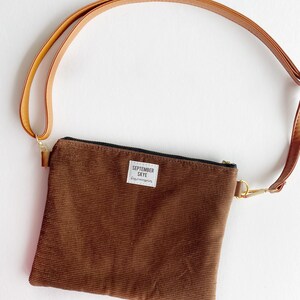 Small crossbody bag in chocolate brown corduroy travel bag small purse image 2