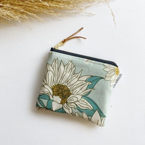 Boho sunflower Indy bloom aqua square mini pouch - lipstick bag - mini makeup bag - gift card holder