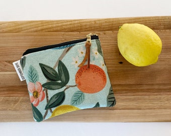 Rifle paper citrus grove in mint square mini pouch - mini makeup bag