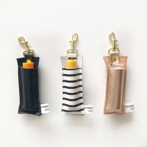 Ready to ship Chapstick holder keychain in genuine leather assorted colors and patterns image 4