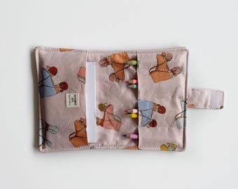 Crayon wallet in roller derby / roadtrip activity/ valentines gift / travel / party favors / birthday gift