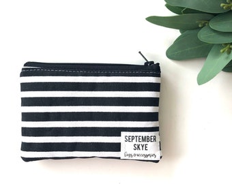 black and white stripe coin purse